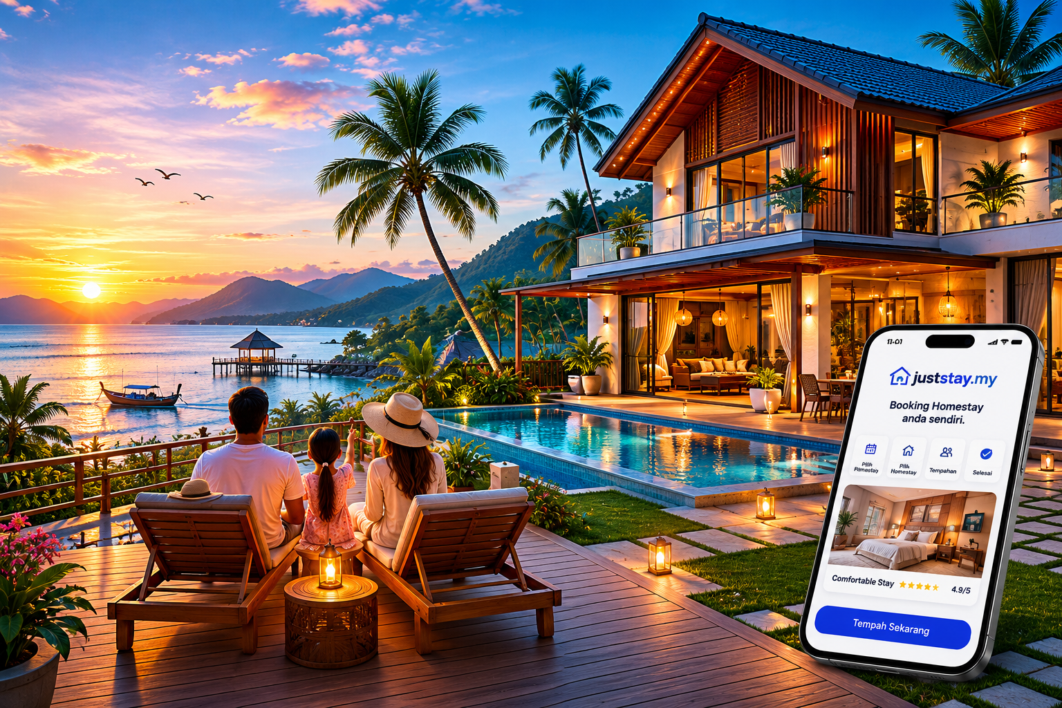 Homestay moden dengan sistem booking JustStay